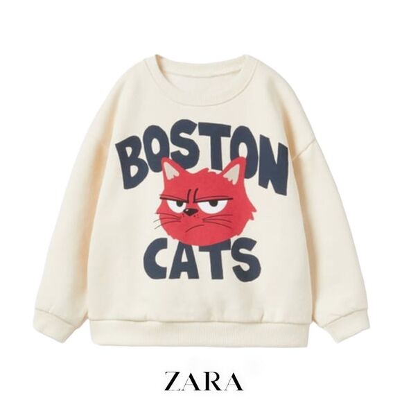 ZARA Kids | Ecru | BOSTON CATS SWEATSHIRT - Picture 1 of 4